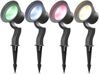 GOODSMANN RGBW Low Voltage LED Spotlights 4PK Color Changing Landscape Lights 12V-15V 12W 650 Lumen Outdoor Spot Lights 9 Lighting Modes Aluminum Flood Lights with Connectors and Metal Spike Stakes by GOODSMANN