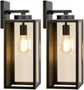 BesLowe 15’’ Large Outdoor Wall Lights, Porch Lights Black with Gold Trim by BringYourBrightFuture