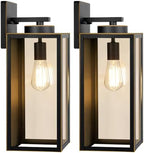 BesLowe 15’’ Large Outdoor Wall Lights, Porch Lights Black with Gold Trim by BringYourBrightFuture