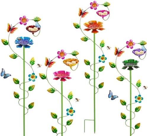 Bee Watering Station for Garden, Double-Flower Bee Bath 4 Pack by Retyion