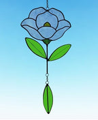 Flower Suncatchers, Stained Glass Window Hangings, Garden Suncatchers for Window and Wall Decor (B-Light Blue) - Image 3