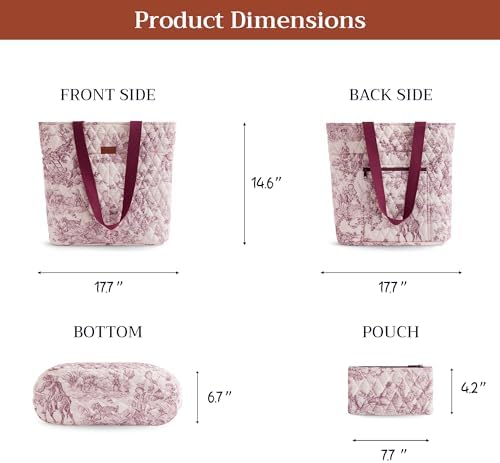 Maison d' Hermine Shopping Bags Cotton Quilted Tote Bag with Zipper Pockets - Image 5
