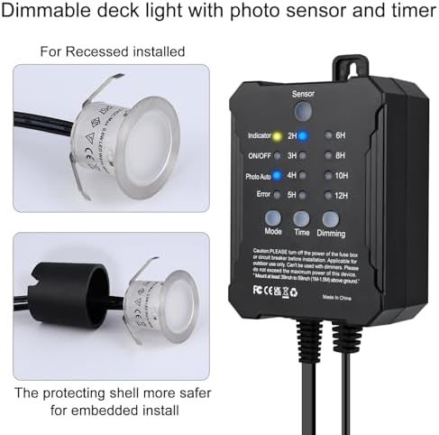 SMY Lighting Dimmable LED Deck Lights with Timer and Photocell Sensor and Protecting Shell φ32mm,20Pack Outdoor LED Smart Deck Lighting IP67 Waterproof for Garden,Yard Stair, Patio, Floor Decoration - Image 2