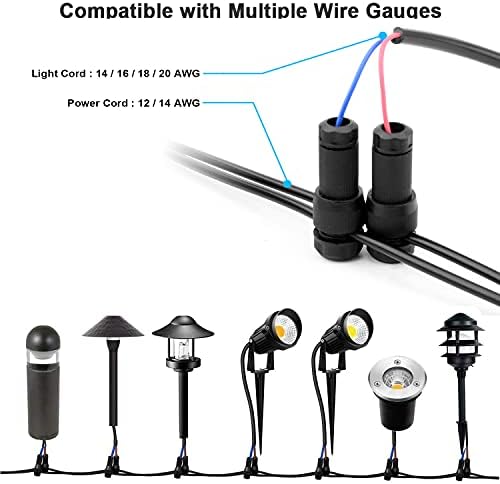 iCreating 100Pack Low Voltage Wire Connector, Landscape Lighting Connectors Waterproof for 12/2 14/2 Gauge Cable Low Voltage Connector for Outdoor Path Lights Spotlights In-Ground Lights - Image 2