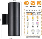 DAKAFUL Outdoor Wall Lights 2-Pack, Modern Cylinder Up and Down Light Fits Standard E26 Bulbs, Waterproof Exterior Wall Sconce for Porch Patio Door, Matte Black - Image 3