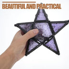 VANZACK Hanging Star Glass Lantern Candle Holder Purple Vintage Five-Pointed Star Decorative Indoor Rustic Pendant for Wedding Home Party Décor - Image 3