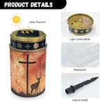 Poceacles 4 Pieces Solar Powered Cross Lights - Flameless Cemetery Votive Candles, Waterproof Memorial Stake Lights for Outdoor Home Decoration, Deer Cross Galaxy Orange - Image 7