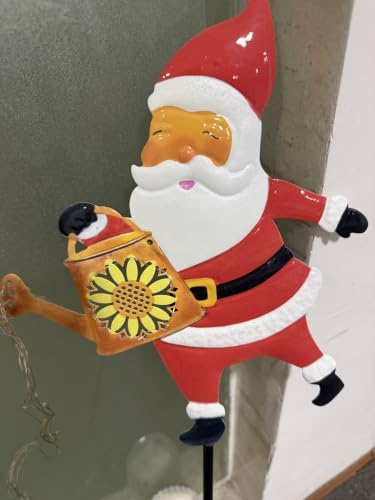 Solar Christmas Lights Outdoor Decorations, Santa Claus Watering Can Garden Stake with 90 LED Multicolor Cascading Lights, Xmas Solar Garden Decor for Yard Lawn Pathway Patio, Gifts for Women Mom by OSTRITEC