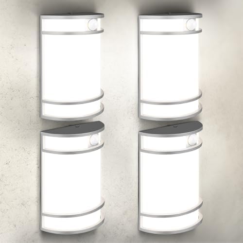 ASD LED Outdoor Sconce Lights Motion Sensor 3000K 4000K 5000K Nickel 4 Pack by ASDLightingCorporation