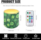 St Paddy's Day Shamrocks Flameless Candles with Remote and Timer Battery Operated Flameless LED Pillar Candles for Party, Banquet, Home Decoration Battery Tealights - Image 3