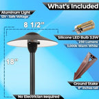LED Pathway Lights 131 - Heavy Duty Metal Low Voltage Landscape Lighting, 12V Driveway Lights Outdoor Walkway Garden Pathway Lighting with Warm White G4 3.5W 2700K LED Bulb, Ground Stake & Connectors - Image 4