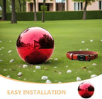 Xmas Stainless Steel Reflective Gazing Ball, Red 20cm Mirror Garden Globe - Image 3