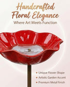Handmade Metal Flower Garden Stakes Grace Decor Mini Bird Bath Bowl Supports for Outside Outdoors Pollinator Butterfly Bee Watering Station Birdbath Hummingbird Water Feeder Yard Art Gift(2MIXF) - Image 3