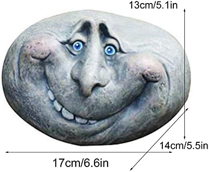 Garden Statues Outdoor Large Clearance Animal Garden Ornaments Outdoor Funny Rock Face Stone Smiley Statue Stone Creative Garden Statue Perfect Ornament for Indoor Outdoor Garden Porch Patio (Color : - Image 2