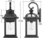 Darkaway Outdoor Lights Fixtures Wall Mount, Large 22inch Outdoor Wall Sconce Lights with Seeded Glass Waterproof Outside Exterior Lights Fixture for House Front Porch Patio （Large, Black） - Image 3