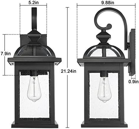 Darkaway Outdoor Lights Fixtures Wall Mount, Large 22inch Outdoor Wall Sconce Lights with Seeded Glass Waterproof Outside Exterior Lights Fixture for House Front Porch Patio （Large, Black） - Image 3