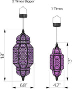 18 Inch High Large Hanging Solar Lights Outdoor Garden Decor, Decorative Waterproof Plastic Moroccan Solar Lantern Lamp, Outside Decorations for Patio Yard Porch Decor, Gardening Gifts for Women Mom - Image 7