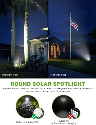 DBF Solar Outdoor Lights, 600LM Solar Spot Lights Outdoor Waterproof with 2 Lighting Modes, Adjustable Head & Solar Panel Landscape Spotlights for Flag Garden Yard Driveway Patio(Cool White, 4 Pack) - Image 2