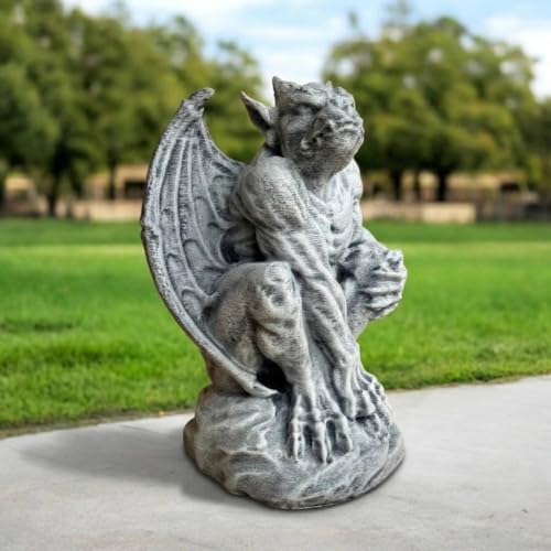 Winged Gargoyle Concrete Garden Outdoor Gothic Statue Handcrafted Decor Cement Dragon Sculpture Mythical Beast Figurine Lawn Patio Porch Entryway Halloween Fantasy Decor - Image 2