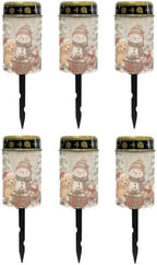 Poceacles Christmas Decorations Solar Lights Outdoor Solar Powered Outdoor Cemetery Stake Candle Grave Lamp Flameless Candle, Snowman Puppy Cat Print, 6 Piece by Poceacles