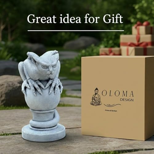 OLOMA Gargoyle Statue Concrete Fantasy Creature Sculpture Gothic Garden Decor Halloween Monster Figurine Dark Art Ornament Outdoor Yard Decor - Image 7
