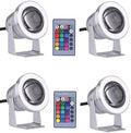 4PCS Underwater Pond Spotlight - Submersible LED Fountain Lamp, 12V/24V with Remote Control Underwater Led Lights, IP68 Waterproof Convex Mirror RGB Pool Lights,Silver(RGB)-24V(10w) by Unknown