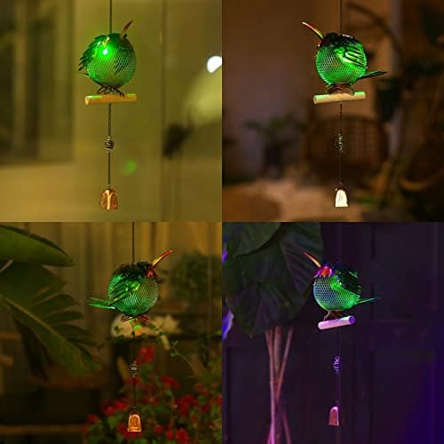 Solar Wild Bird Feeder Squirrel Proof for Outside - Unique Cute Metal Animal Shaped Bird Feeder with Solar Light, Wind Chime, Gift for Bird Lovers(Hummingbird) - Image 3