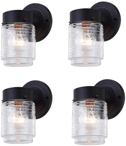 Jelly Jar Outdoor Wall Light Fixture, 4 Pack Jelly Jar Exterior Porch Light by WISBEAMSmart