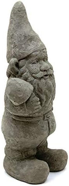 Garden Gnome with Shroom: Solid Durable Stone Statue with Vintage Texture. Sealed for Outdoors. Handcrafted USA. (Antique/Gray) - Image 4