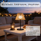 Solar Wireless Outdoor Table Lamp with Handwoven Rope Shades - Image 2
