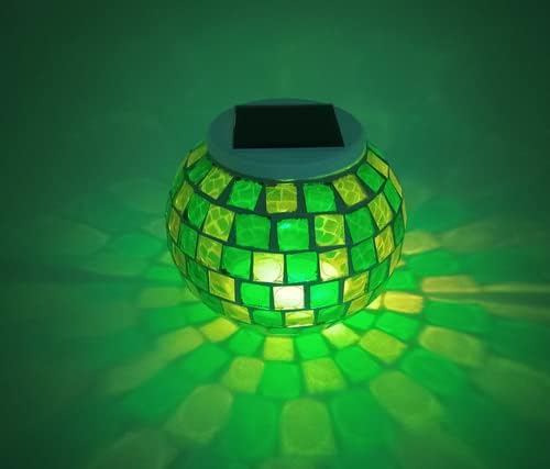 Solar Outdoor Table Lamp, Solar Powered Mosaic Glass Ball Garden Lights Waterproof Color Changing Mood Night Lights (L) - Image 5