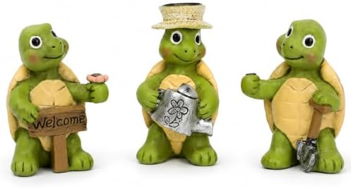 Garden Turtle Statues Set of 3, Hand-Painted Resin Outdoor Garden Decor - Image 2