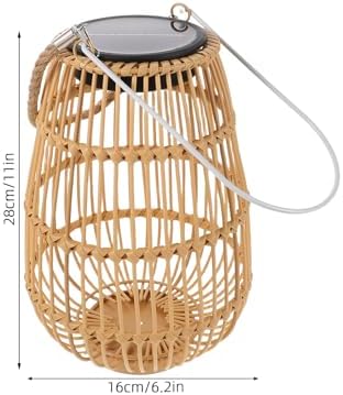 Solar Hanging Lantern Outdoor Waterproof Garden Lamp with Rattan Iron Frame for Patio Yard Balcony Decorative Solar Powered Hanging Lights - Image 2