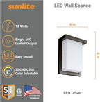 Sunlite 88673 8” Modern LED Wall Sconce Light, Outdoor Fixture, Adjustable 3 CCT 3000K-5000K, 12 Watts, 600 Lumens, Opal Shade, Oil Rubbed Bronze, Indoor for Bathrooms, Garage, Hallways & Entryways - Image 2