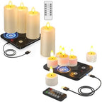 PChero Rechargeable Waterproof Candles with Remote & Magnetic Charging Base, 4 Electric Pillar Candles & 6 LED Tea Lights by PChero
