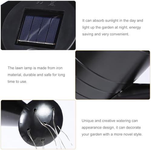 Garneck Solar Watering Can Lawn Lamp Outdoor LED Solar Garden Lights Decorative Black Iron Patio Yard Pathway Lighting - Image 3