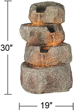 Glacial Rock Zen 30" Large Water Outdoor Indoor Fountain with LED Lights - Image 4