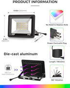 L LOHAS LED 25W RGB Flood Light Outdoor Remote Color Changing 2 Pack - Image 6