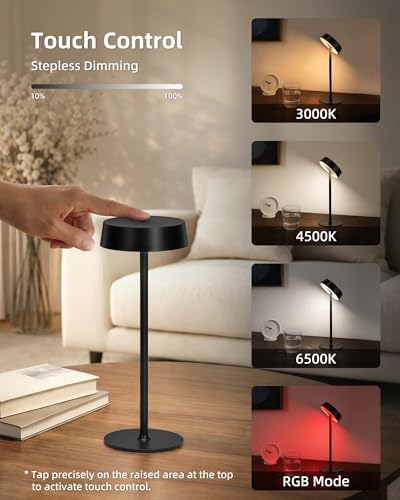 EZVALO Cordless Lamp, Rechargeable Table Lamp, Battery Operated - Image 6