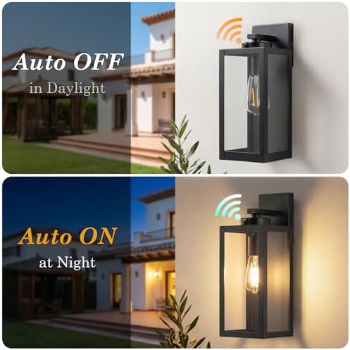 BesLowe 15" Large Upgraded Dusk to Dawn Outdoor Wall Lights, Matte Black - Image 3