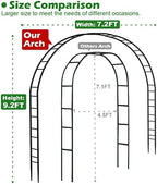 Queension Extra Large Garden Arch 7.2Ft Wide 9.2Ft High, Black - Image 2