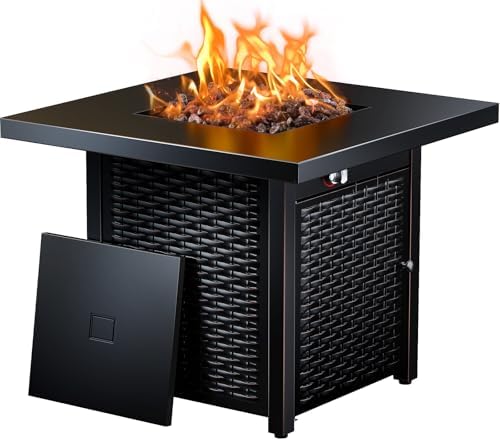 Ciays 32 Inch Propane Fire Pit, CSA-Listed Outdoor Gas Fire Pits 50,000 BTU Steel Fire Pit Table with Lid, Add Warmth and Ambience to Gatherings and Parties On Patio Deck Garden, Black,CIFPT4B by Ciays