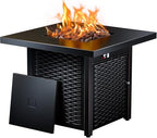 Ciays 32 Inch Propane Fire Pit, CSA-Listed Outdoor Gas Fire Pits 50,000 BTU Steel Fire Pit Table with Lid, Add Warmth and Ambience to Gatherings and Parties On Patio Deck Garden, Black,CIFPT4B by Ciays
