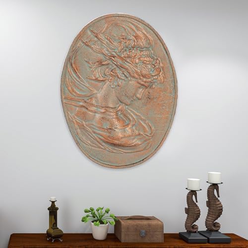 Sungmor Copper Cast Iron Wall Art, Oval-shaped Classical Lady Relief Plaque - Image 2