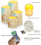 4 Pack Flickering Flamless Candles with Remote Battery Operated Elictric LED Pillar Candles with Timer for Outdoor Beach Wedding Coastal Home Decorations, Ocean Starfish - Image 6
