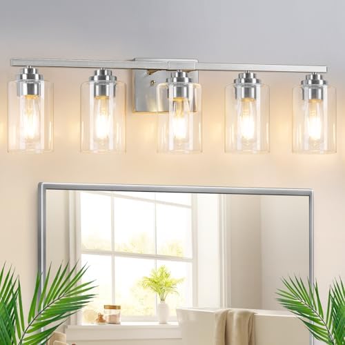 VerRon 5-Light Bathroom Light Fixtures, 31" Brushed Nickel Vanity Lights by WelcometoVerRon