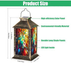 Solar Lantern Abstract Stained Glass Features an Intricate Arrangement Outdoor Waterproof Hanging Solar Light Outside Lights for Patio Yard House Lawn Decor Birthday Gifts for Women Mom - Image 2