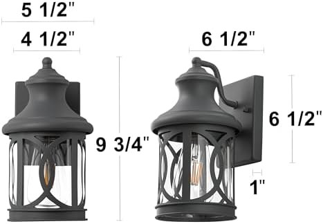 2-Pack Outdoor Wall Lights, Porch Lights, Waterproof Outdoor Wall Sconce, Exterior Light Fixture Grey Finish with Clear Glass Shade for Garage Patio Front Door Balcony - Image 5