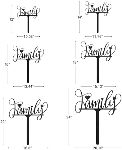 Metal Family Sign Garden Stake Decorative, Script Lettering with Heart Accents Silhouette Statues for Yard Art, Outside, Patio, Outdoor Decor, Garden Decorations, Lawn Ornaments - 18" Black - Image 6