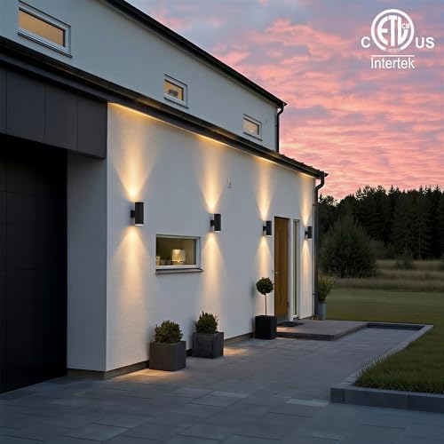mirrea 14" Modern Outdoor Porch Light in 2 Lights, Matte Black, 4 Pack - Image 5
